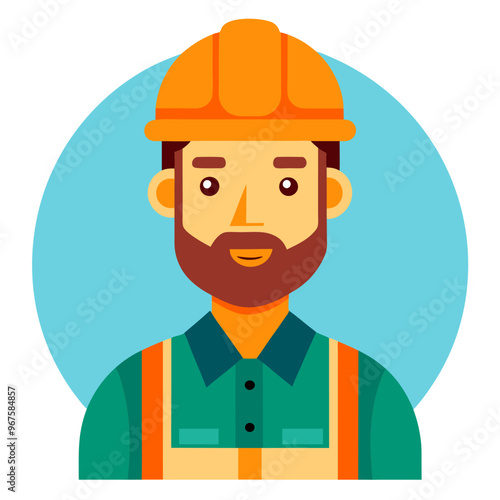 builder wearing hard hat looks happy