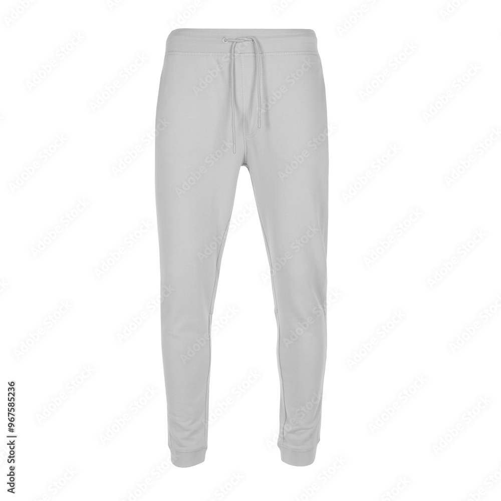 The lower part of the light gray tracksuit with laces The lower part of the light gray tracksuit with laces