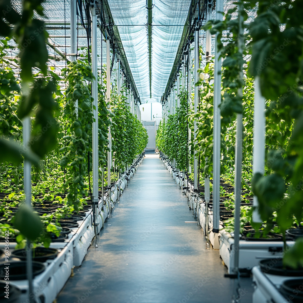 Obraz premium Scenic view of lush agriculture fields with farmers tending to crops and engaging in various farming activities