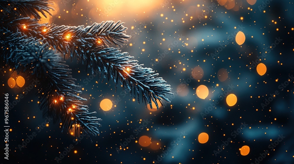 Christmas tree with red ornaments and snowflakes on a dark background, close-up. Christmas card concept. Christmas tree with red ornaments and snowflakes on a dark background, close-up. Christmas card concept.