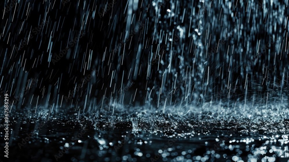 Heavy rain isolated on black background
