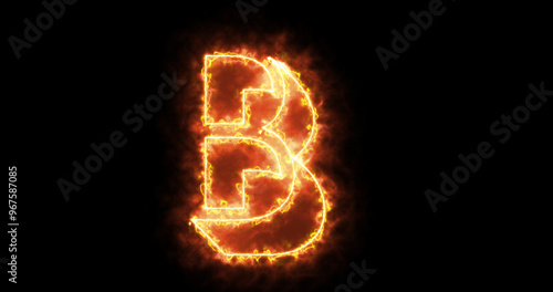 Wallpaper Mural Neon B alphabet on black background. B alphabet neon moving outline for an online shop, blog, web, cafe, and hotel on a black BG.Technology video material animation. Easy to use in any video. Torontodigital.ca