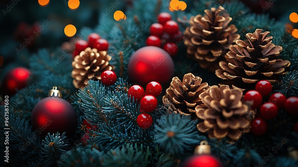 Christmas wreath, Background of the Christmas wreath, balanced composition Christmas wreath, Background of the Christmas wreath, balanced composition