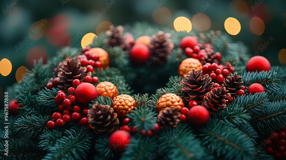 Christmas wreath, Background of the Christmas wreath, balanced composition Christmas wreath, Background of the Christmas wreath, balanced composition