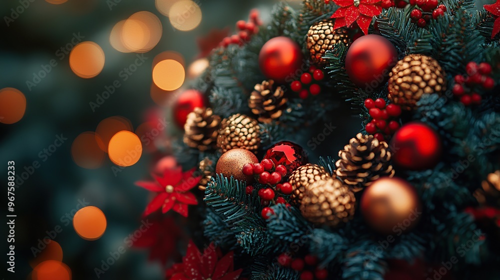 Christmas wreath, Background of the Christmas wreath, balanced composition Christmas wreath, Background of the Christmas wreath, balanced composition