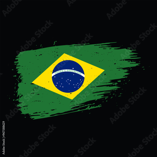 brazil with brush stroke isolated on black background