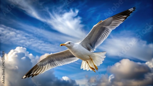 Seagull soaring gracefully through the sky , Birds, wildlife, ocean, freedom, wings, feathers, seagulls, flying