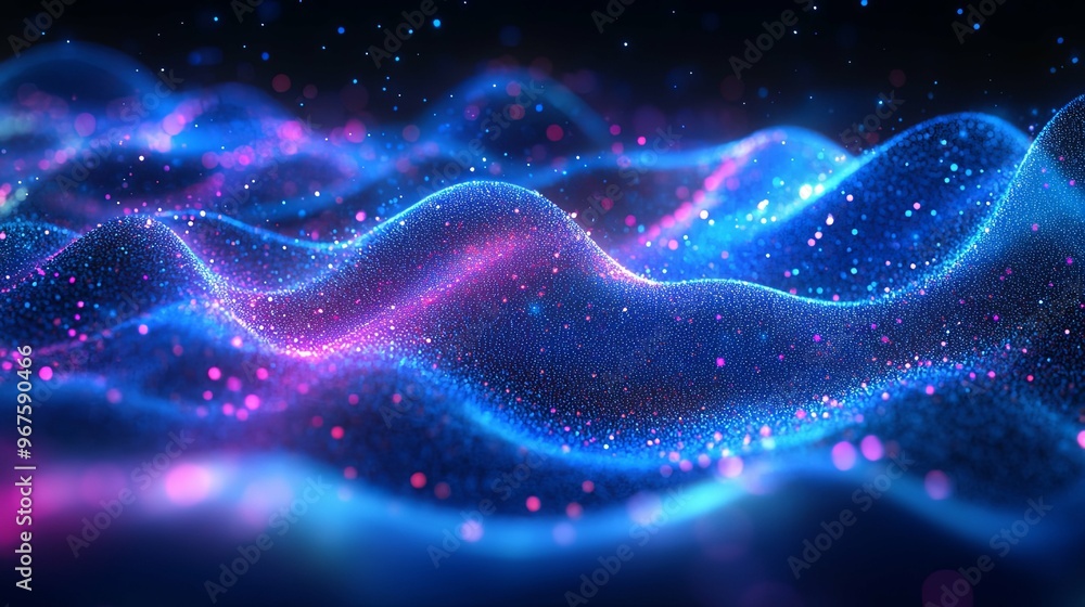 Abstract Blue and Pink Glowing Particle Wave Background Abstract Blue and Pink Glowing Particle Wave Background