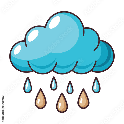 Rain icon set. Weather forecast symbols featuring rainy clouds