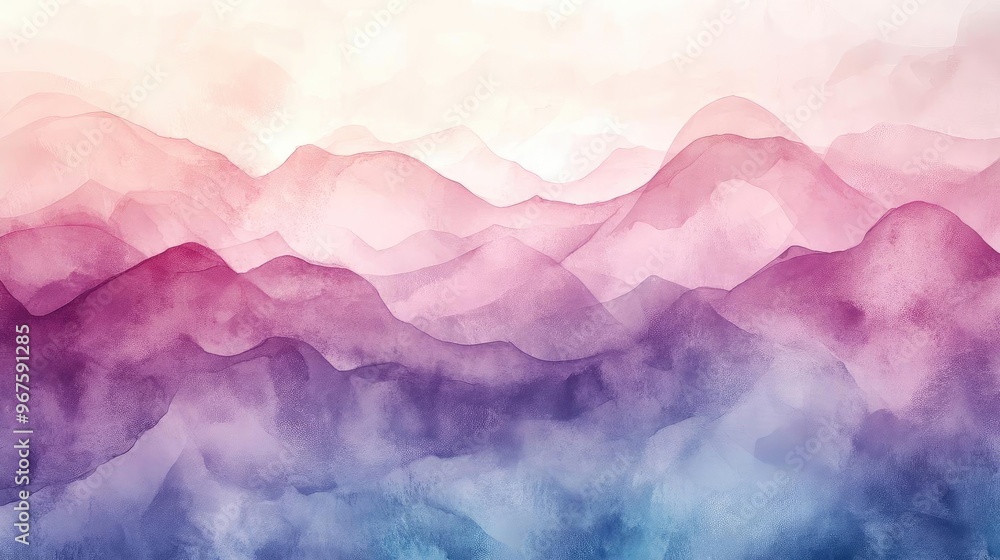 A serene watercolor landscape featuring soft mountains in gradient shades of pink and blue, evoking calm and tranquility. A serene watercolor landscape featuring soft mountains in gradient shades of pink and blue, evoking calm and tranquility.