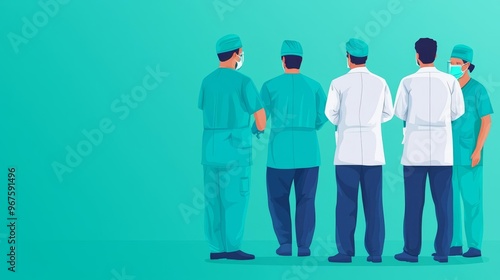 Healthcare team practicing emergency response, flat design illustration
