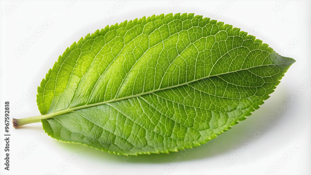 Fototapeta premium Green apple leaf isolated on background, green, apple, leaf, isolated,background, fresh, organic, natural, botanical, foliage