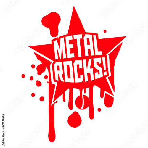 Heavy Metal Rocks Hard Rock Music Text Quote Logo Design Lover Art Vector Illustration Card T-Shirt Poster Sticker Graphic Print Decorative Drawing Isolated Logo Decoration Symbol Creative Cool Style