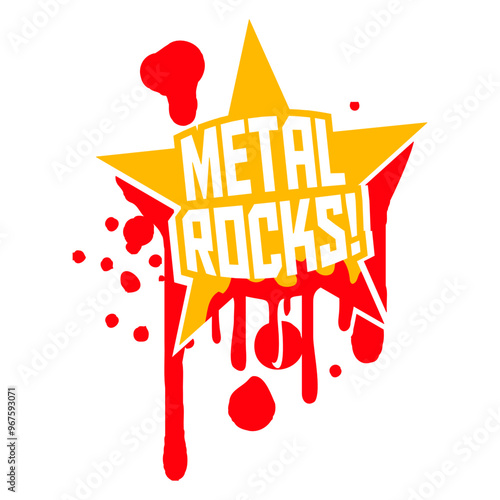 Heavy Metal Rocks Hard Rock Music Text Quote Logo Design Lover Art Vector Illustration Card T-Shirt Poster Sticker Graphic Print Decorative Drawing Isolated Logo Decoration Symbol Creative Cool Style