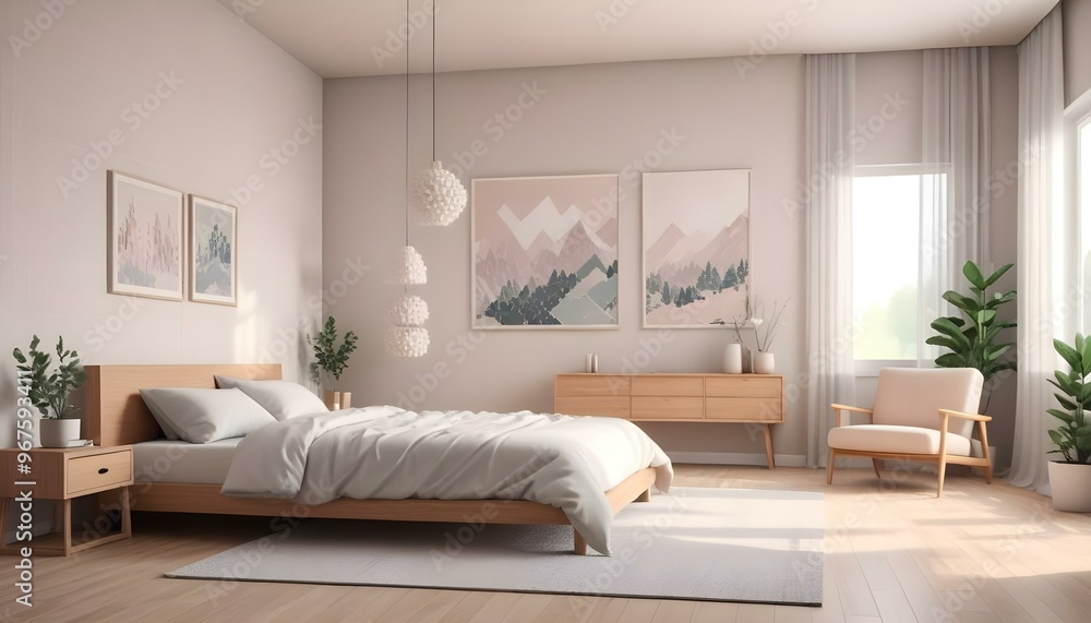 Fototapeta premium Photo interior modern design room 3d illustration;