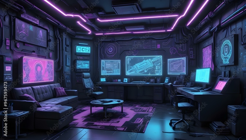 Obraz premium Photo interior modern design room 3d illustration;