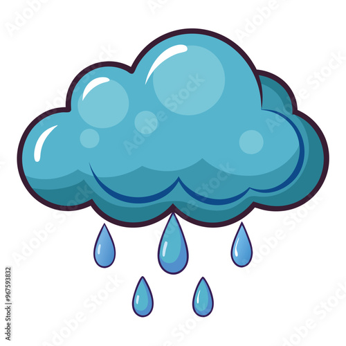 Rain icon set. Weather forecast symbols featuring rainy clouds