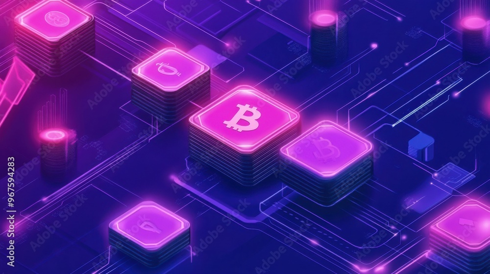 A vibrant digital illustration of cryptocurrency symbols on a circuit board design, showcasing modern finance and technology. A vibrant digital illustration of cryptocurrency symbols on a circuit board design, showcasing modern finance and technology.