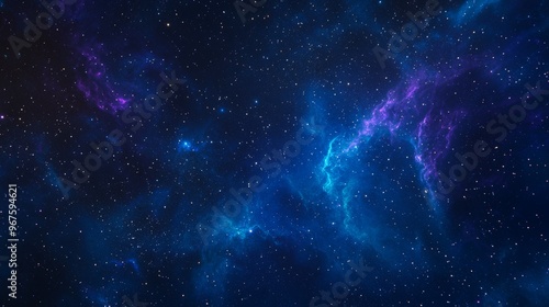 An astronomical landscape background with stars, nebulas, and galaxies.