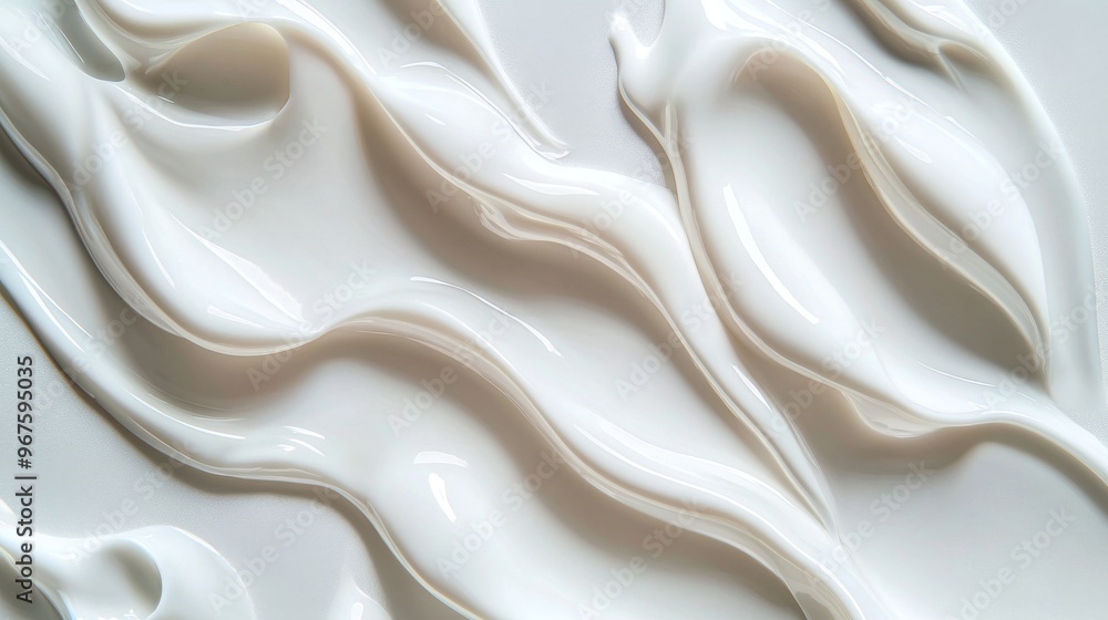Obraz premium An elegant white foam cream texture. This is a background made up of a cosmetic cleanser, shower gel, shaving foam. Creamy cleansing skincare bubbles.