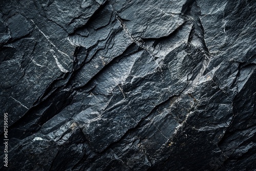 A closeup of a black rock surface at night, highly detailed, good for background  photo