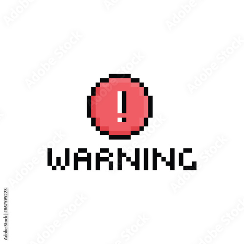 warning 8 bit icon danger Pixel art 8-bit for game