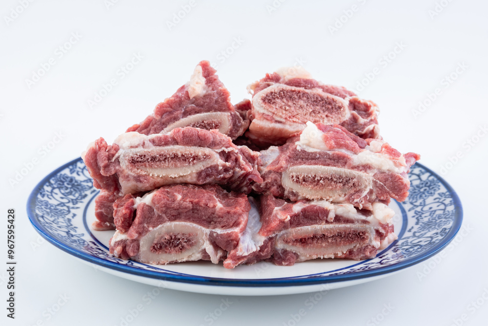 A plate of fresh beef ribs A plate of fresh beef ribs