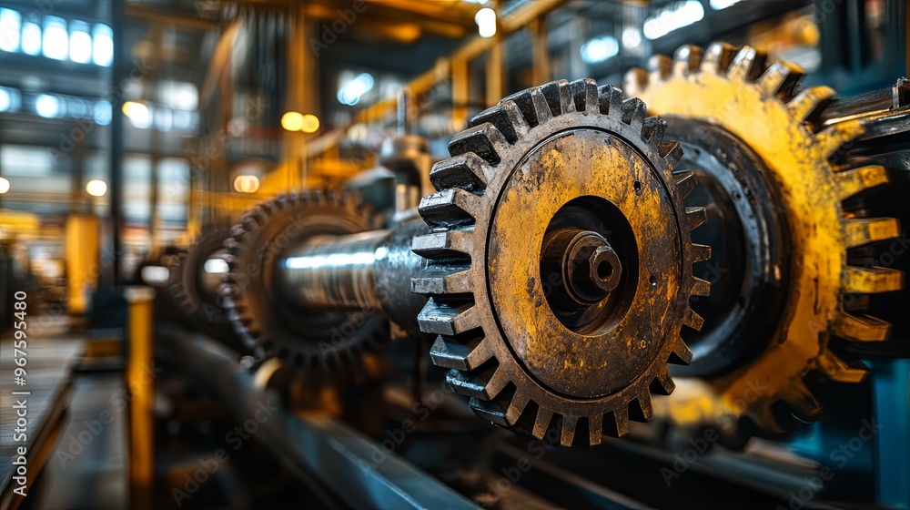 Close-up of a Large Industrial Gear in a Factory Setting Close-up of a Large Industrial Gear in a Factory Setting