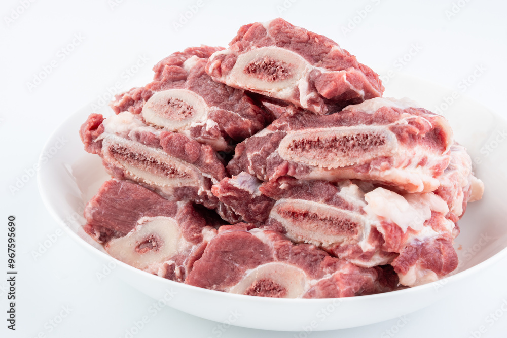 A plate of fresh beef ribs A plate of fresh beef ribs