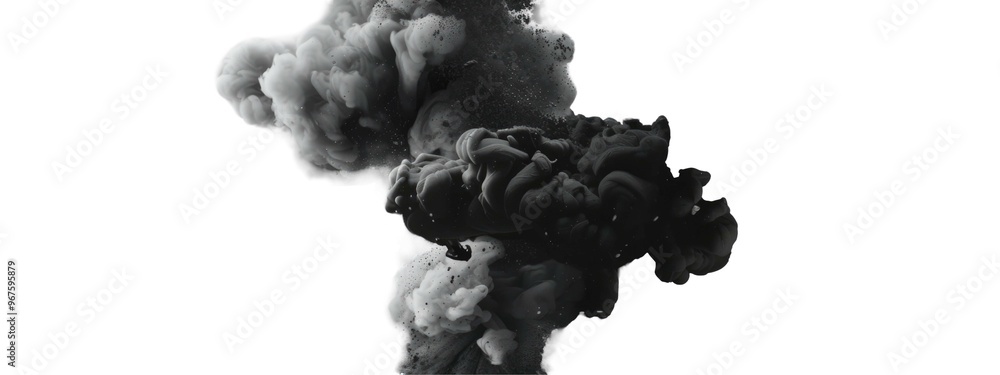 Wide Design of Dark Cloud Smoke Isolated on Png Background. Wide Design of Dark Cloud Smoke Isolated on Png Background.