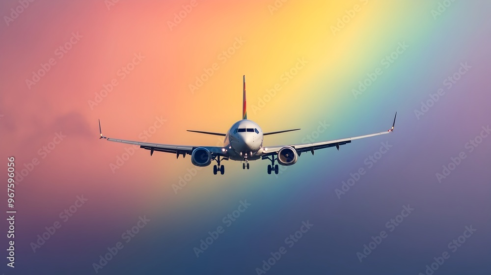 Colorful Dramatic Sunset Airliner Soaring Through the Sky Colorful Dramatic Sunset Airliner Soaring Through the Sky