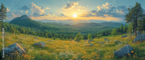 Meadow. Ukrainian mountains, Carpathians. 