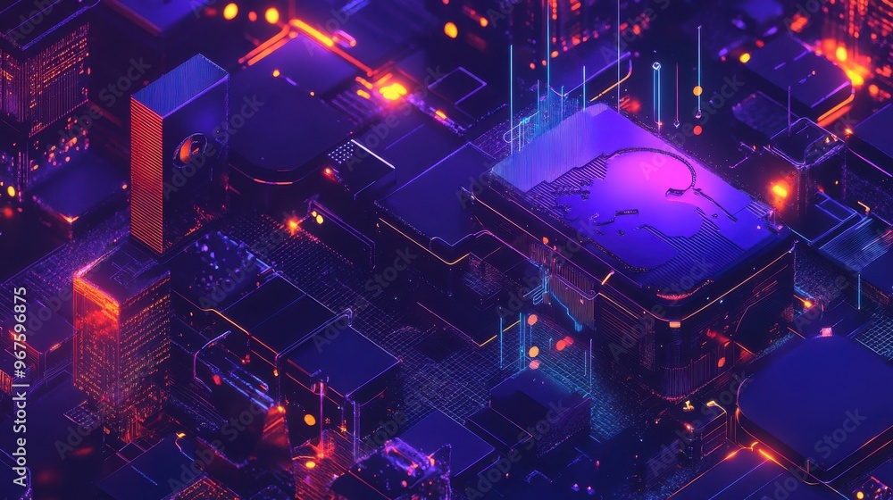 A vibrant, futuristic cityscape showcasing colorful lights and intricate designs in a digital atmosphere. A vibrant, futuristic cityscape showcasing colorful lights and intricate designs in a digital atmosphere.