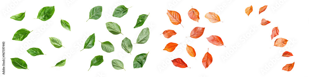 Fototapeta premium falling sorrel leaves on white background, transparent background