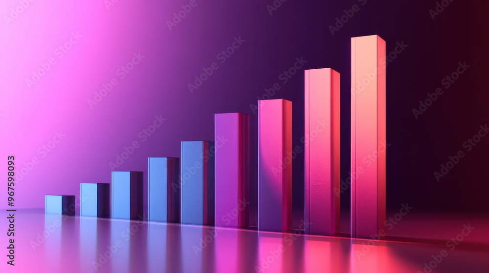 Abstract 3D bar chart in blue and pink gradient lighting, representing data growth and analytics with a modern visual style.
Abstract 3D bar chart in blue and pink gradient lighting, representing data growth and analytics with a modern visual style.