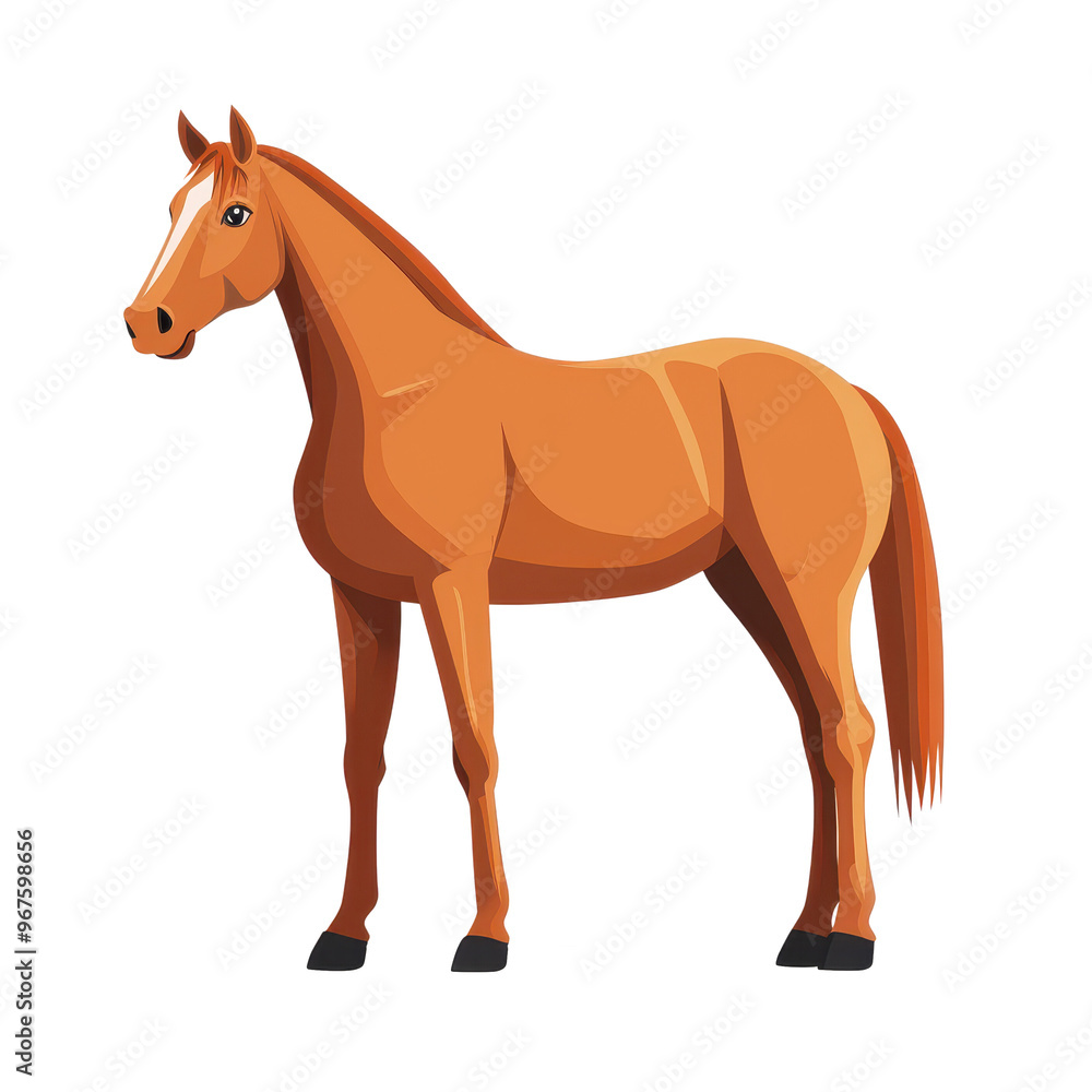 A beautiful, majestic horse standing gracefully, showcasing its strength and elegance in a vibrant and colorful design. A beautiful, majestic horse standing gracefully, showcasing its strength and elegance in a vibrant and colorful design.