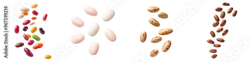 falling ripe ice cream beans on white background, full depth of field, transparent background photo