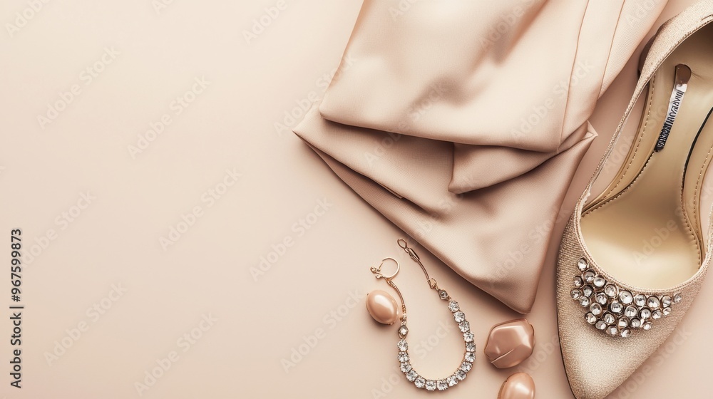 Elegant Fashionable Accessories in Neutral Tones Composition Elegant Fashionable Accessories in Neutral Tones Composition
