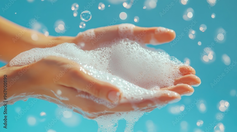 Closeup of Hands Covered in Soap Suds Closeup of Hands Covered in Soap Suds