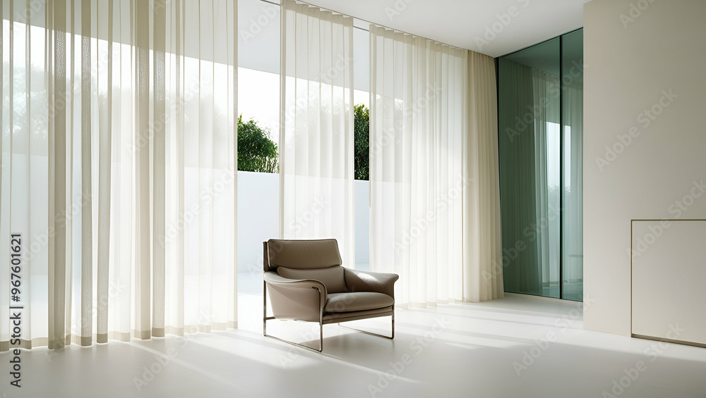 Title: A Serene Modern White Living Room with Floor-to-Ceiling Windows
Title: A Serene Modern White Living Room with Floor-to-Ceiling Windows