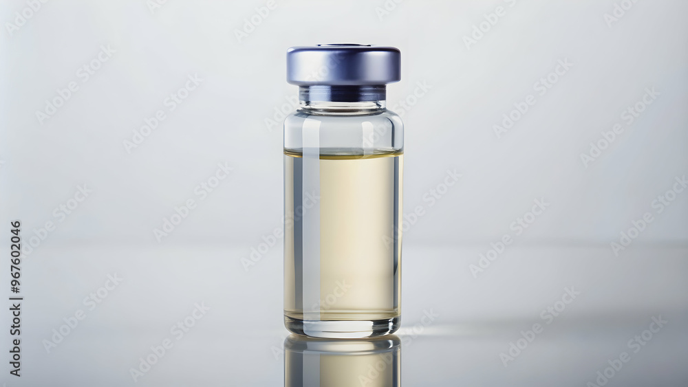 Close up shot of a clear ampoule containing liquid medicine on a white background , healthcare, medical, pharmacy, glass Close up shot of a clear ampoule containing liquid medicine on a white background , healthcare, medical, pharmacy, glass
