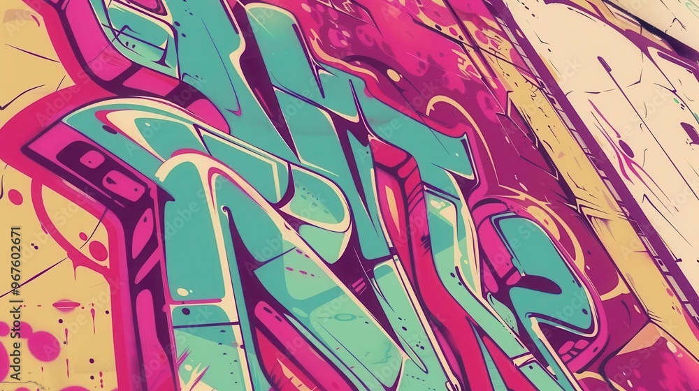 Fototapeta premium 21 Graffiti rebellion flat design side view urban movement theme animation colored pastel