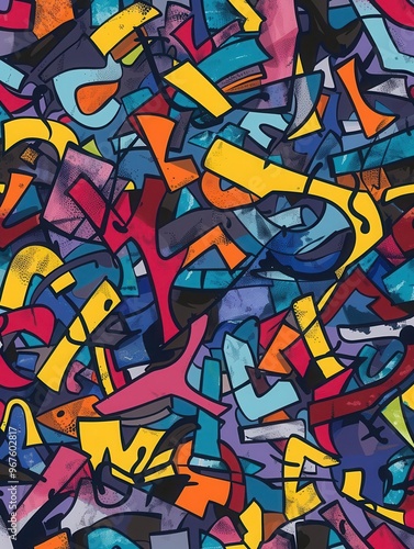 Wallpaper Mural 23 Graffiti patterns flat design front view urban chaos theme water color Complementary Color Scheme Torontodigital.ca