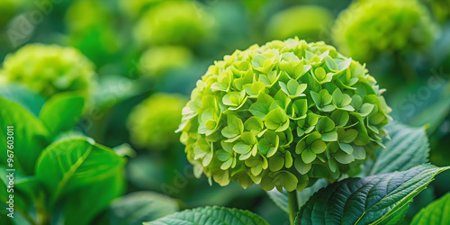 Vibrant green hydrangea flower in full bloom, hydrangea, green, vibrant, flower, garden, plant, nature, summer, colorful, petals