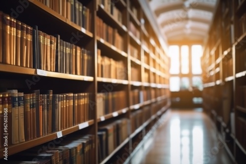 Wallpaper Mural Bookshelves in a Library with Blurred Background Torontodigital.ca