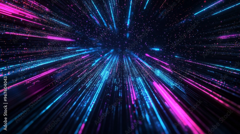 Obraz premium A 3D rendering representing binary data for digital systems representing the flow of data from servers or computer systems.