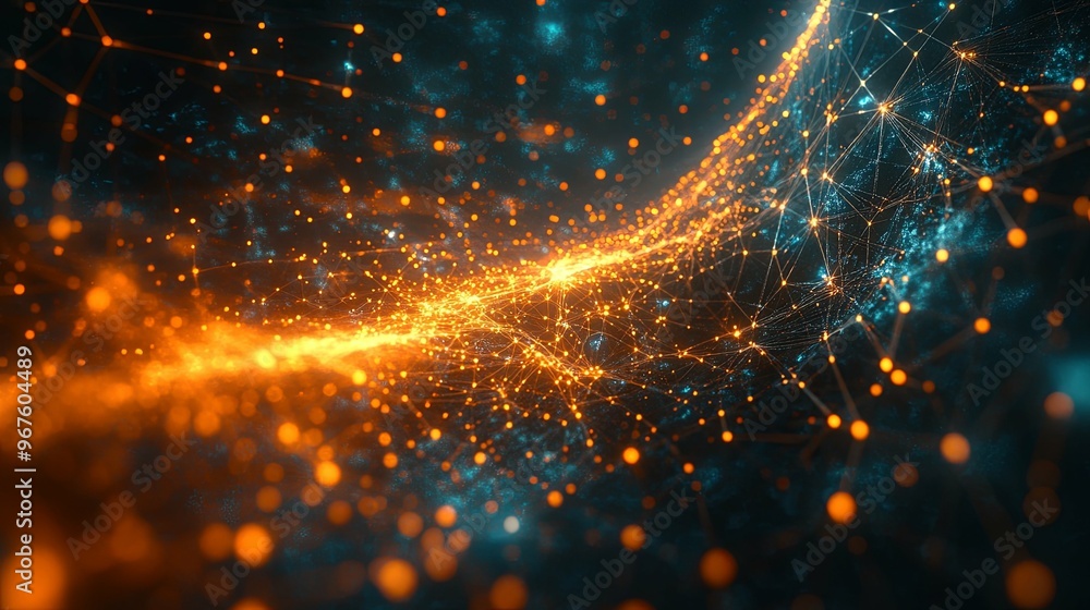 Abstract Network of Glowing Orange and Blue Lights Abstract Network of Glowing Orange and Blue Lights