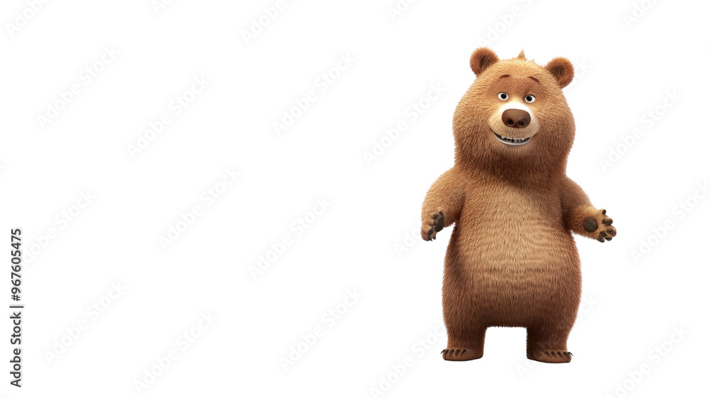 Obraz premium 3D Cute Brown Bear Isolated on Png Background.