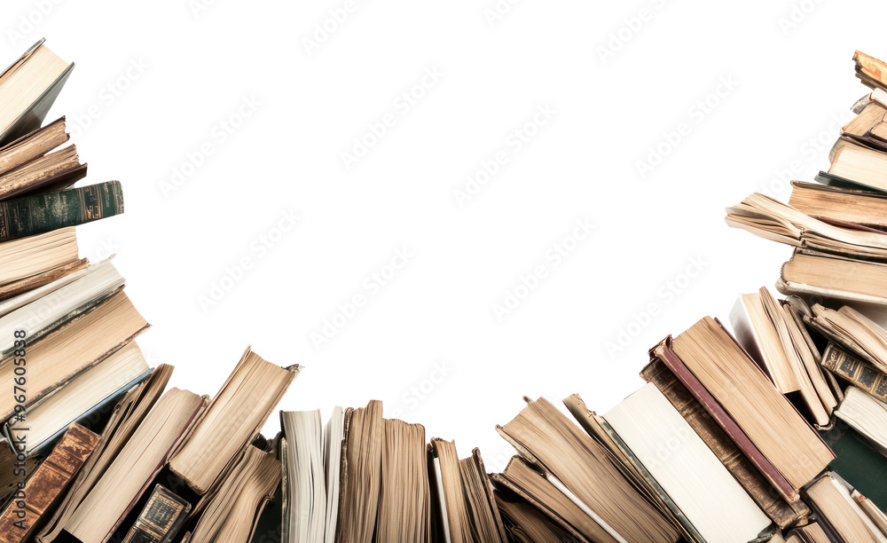 Obraz premium PNG Real books border frame background library white.