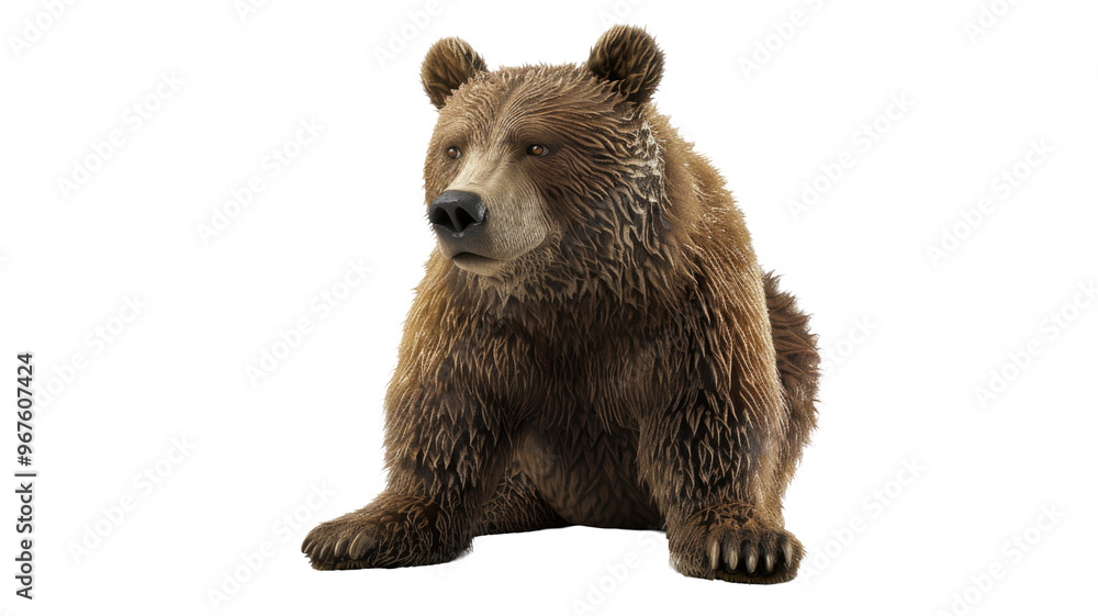 Obraz premium Brown Bear ( Ursus arctos) Sitting Isolated on Png Background.